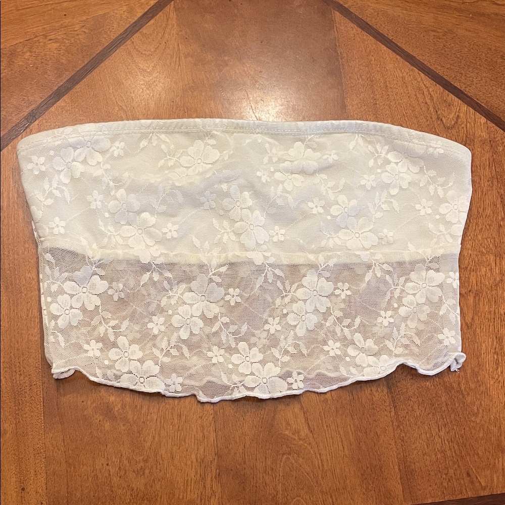 White Lace Strapless Top